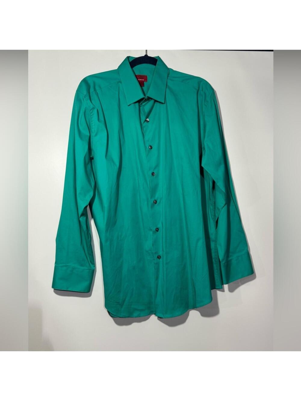 Alfani Slim Fit Stretch Long Sleeve Dress Shirt - Green, Large